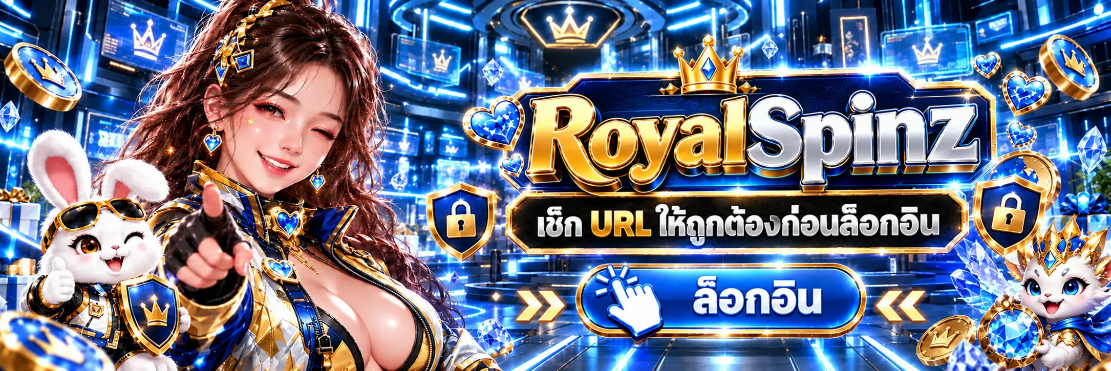 หน้าล็อกอิน RoyalSpinz พร้อมคำแนะนำตรวจ URL